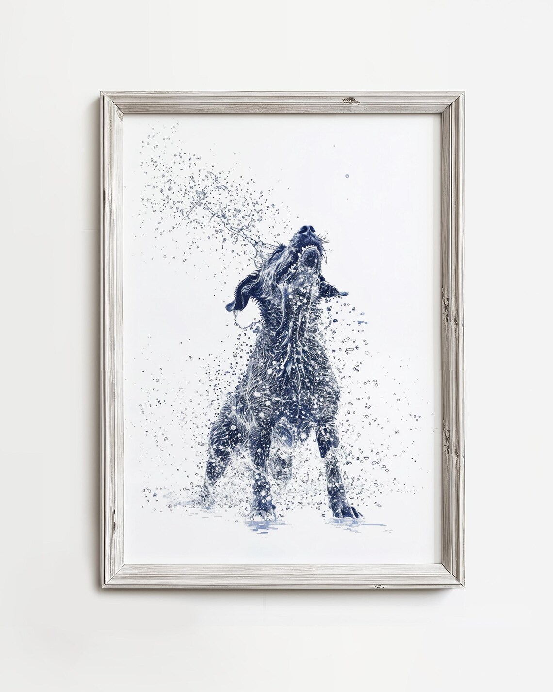 Happy Dog Dries Off Summertime Sketch Art Print