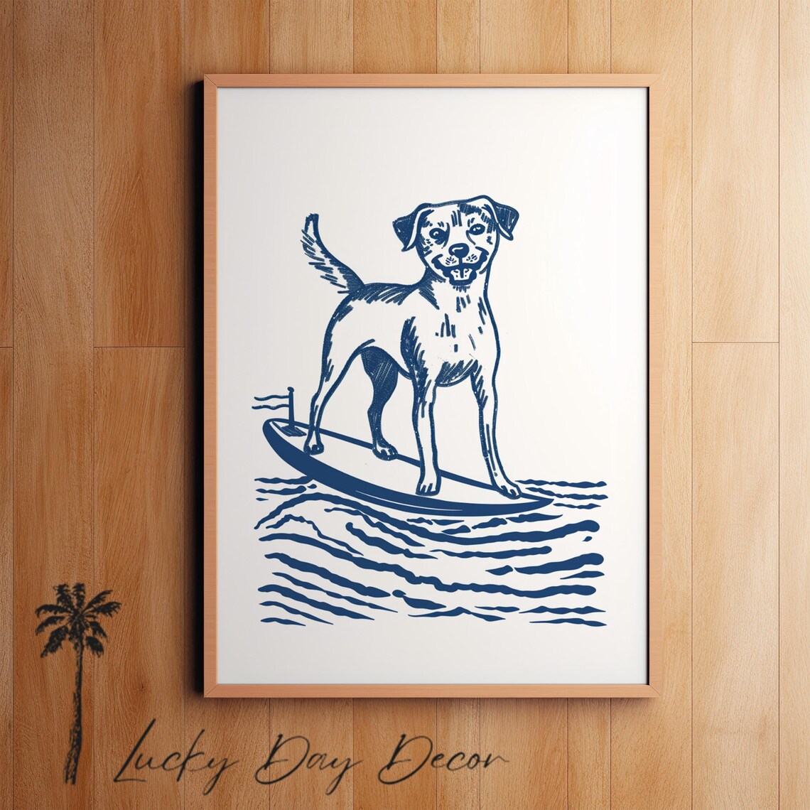 Chihuahua Surfing Dog Coastal Home Art Print