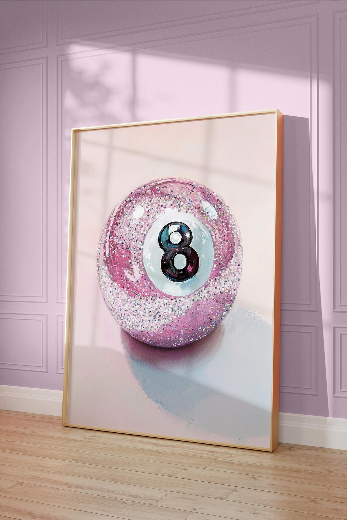 Pink Pool Ball Lucky 8 Ball Poster, Trendy Billiards