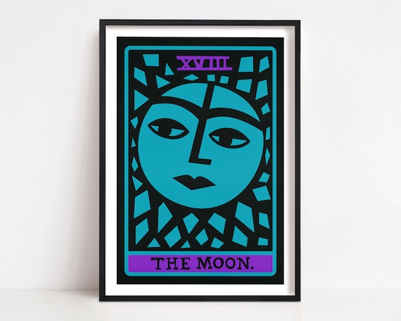 The Moon Tarot Poster Print, Mystical Decor