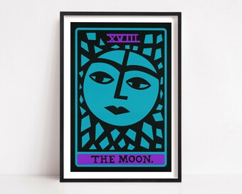 The Moon Tarot Poster Print, Mystical Decor