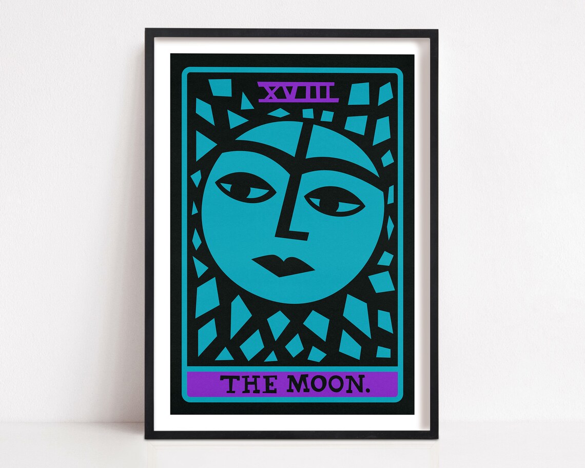The Moon Tarot Poster Print, Mystical Decor