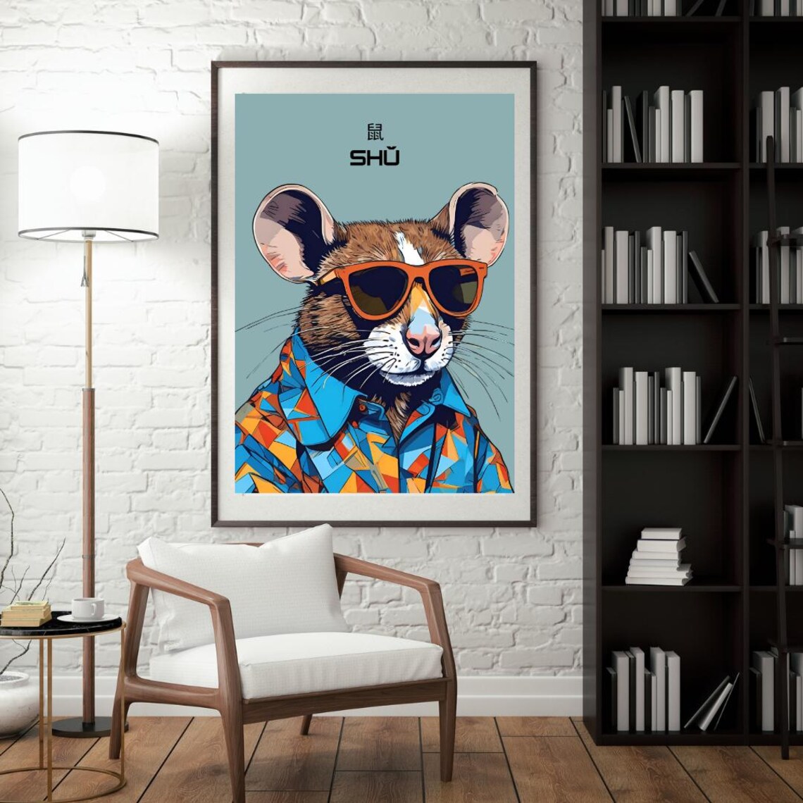 Chinese Zodiac Rat Cool Sunglasses Hawaiian Shirt Pop Art Poster