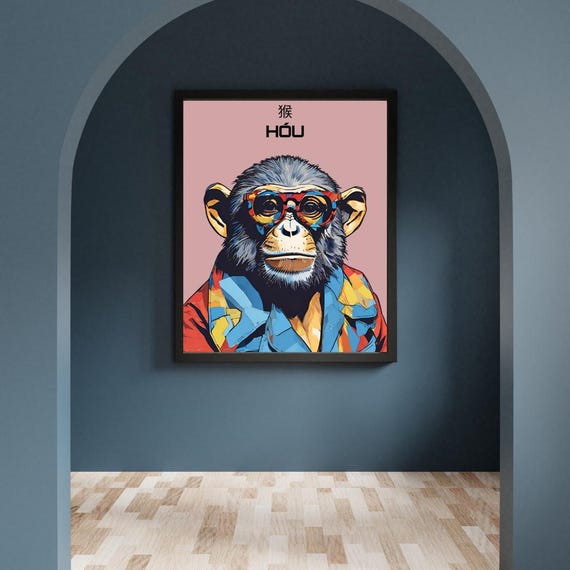 Picasso Monkey Print Chinese Zodiac Boho Wall Art