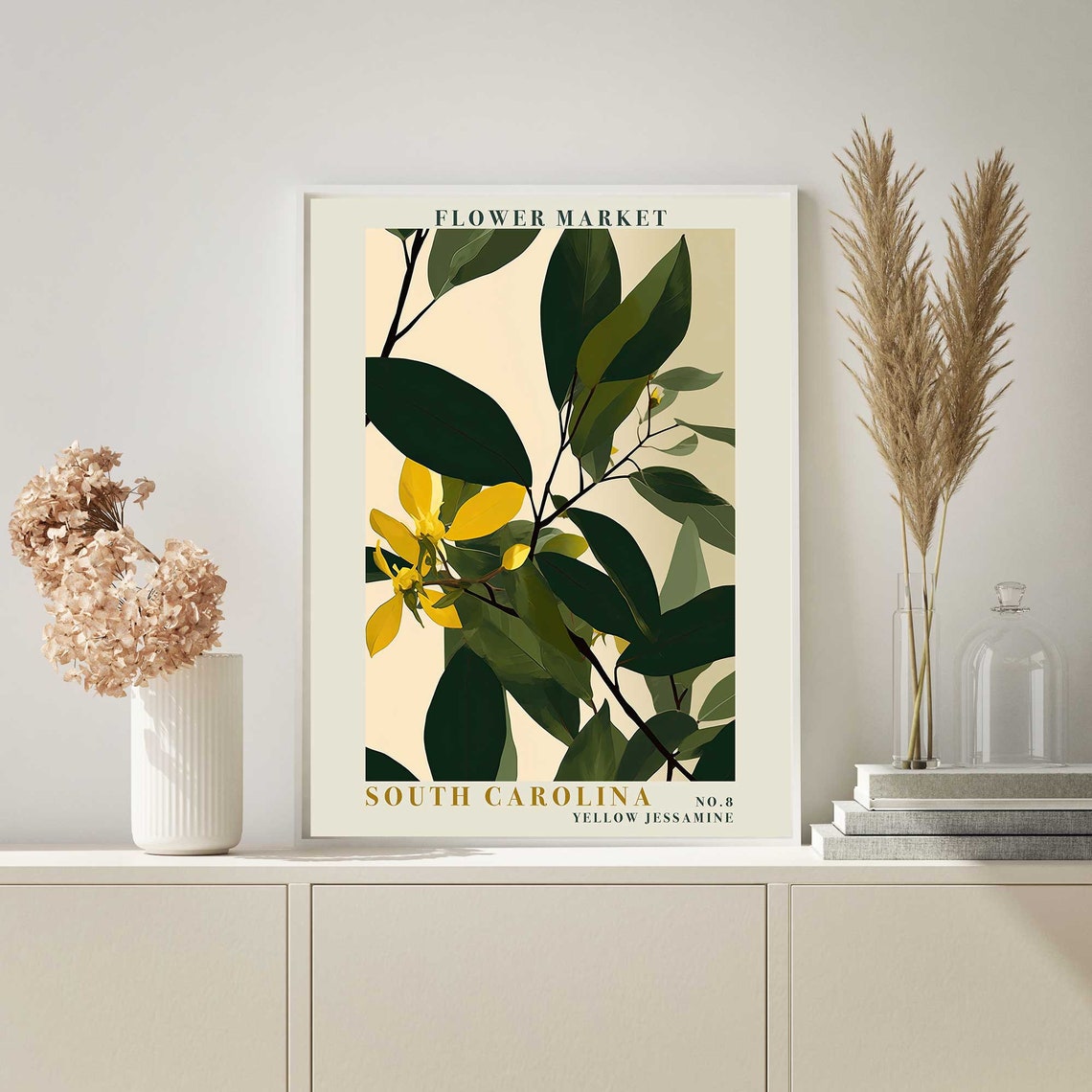 South Carolina Yellow Jessamine Flower Market Botanical Poster - Image 3