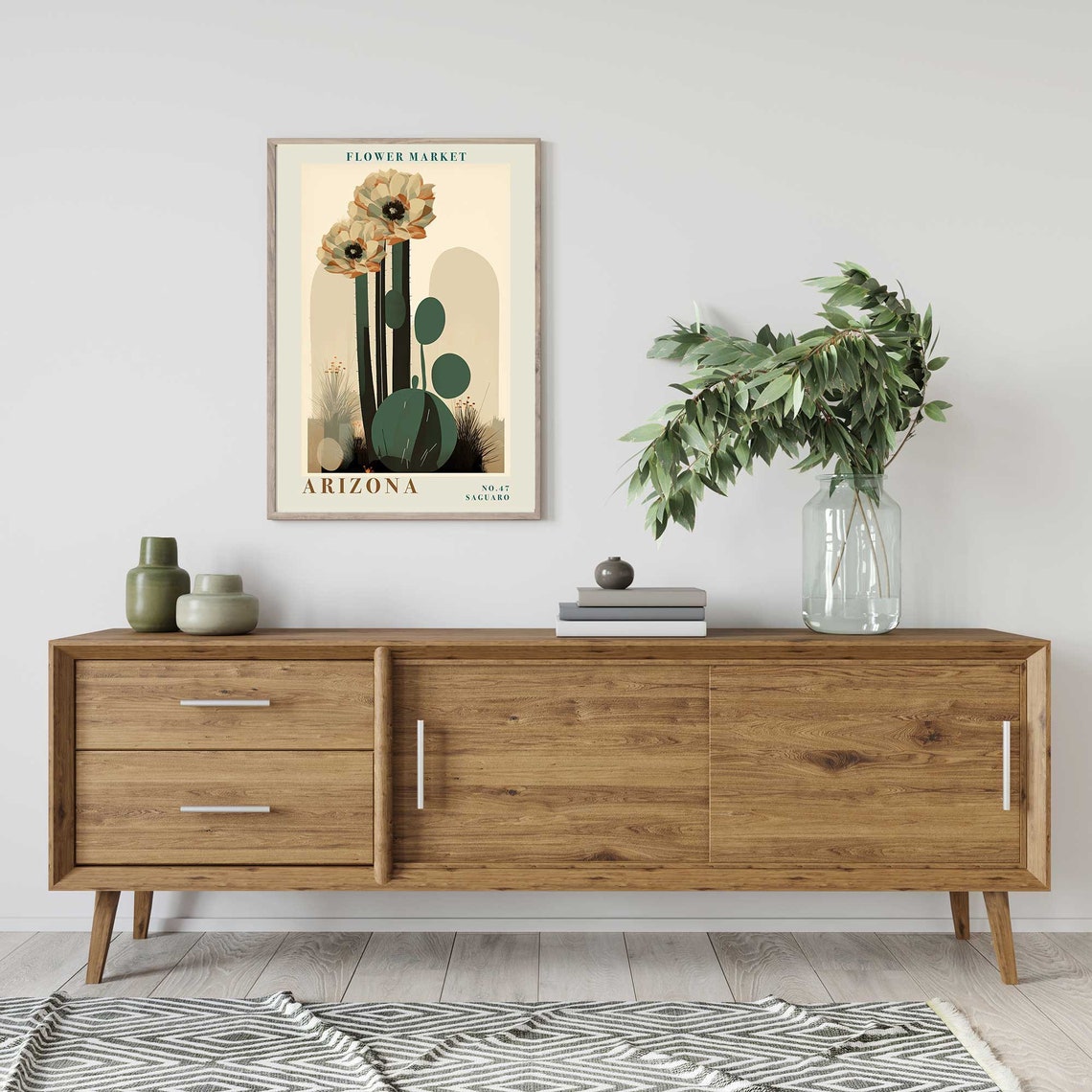 Arizona Flower Market Saguaro Cactus Bloom Desert Botanical Poster - Image 3