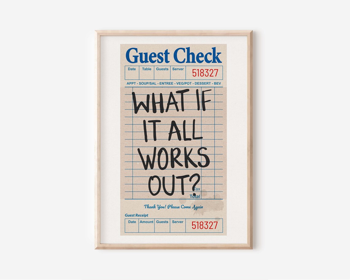 What If It All Works Out Black Guest Check Inspirational Retro Poster - Image 2
