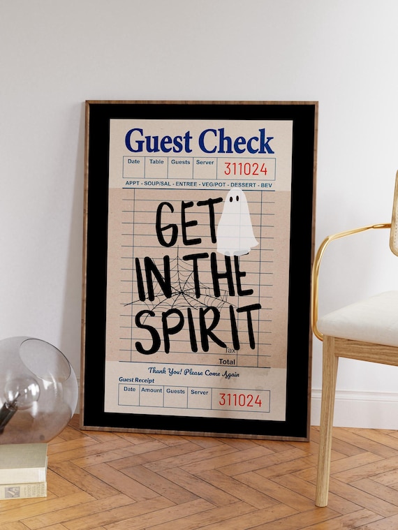 Guest Check Halloween Poster Cool Trendy Bart Cart Decor Preppy Apartment Retro Spooky Wall Art Cute Funky Ghost Poster Halloween Prints