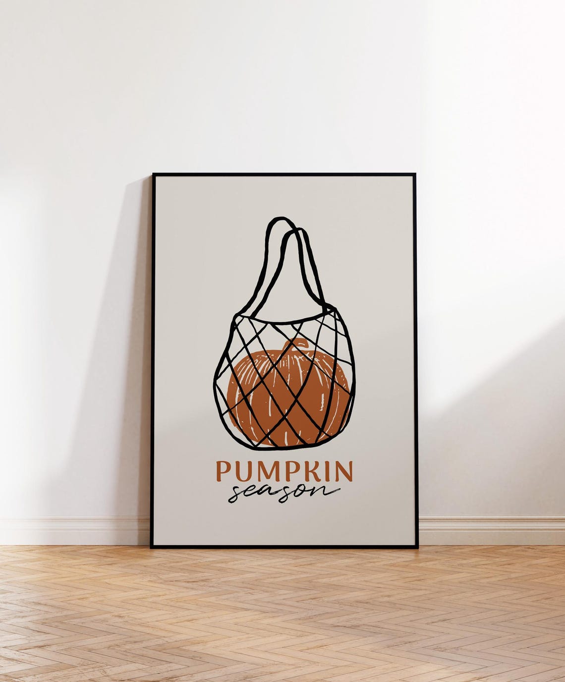 Pumpkin Season Fall Poster Print Funny Halloween Prints Kitchen Autumn Decor Preppy Fall Kitchen Wall Art Pumpkin In Shopping Bag Poster - Image 3