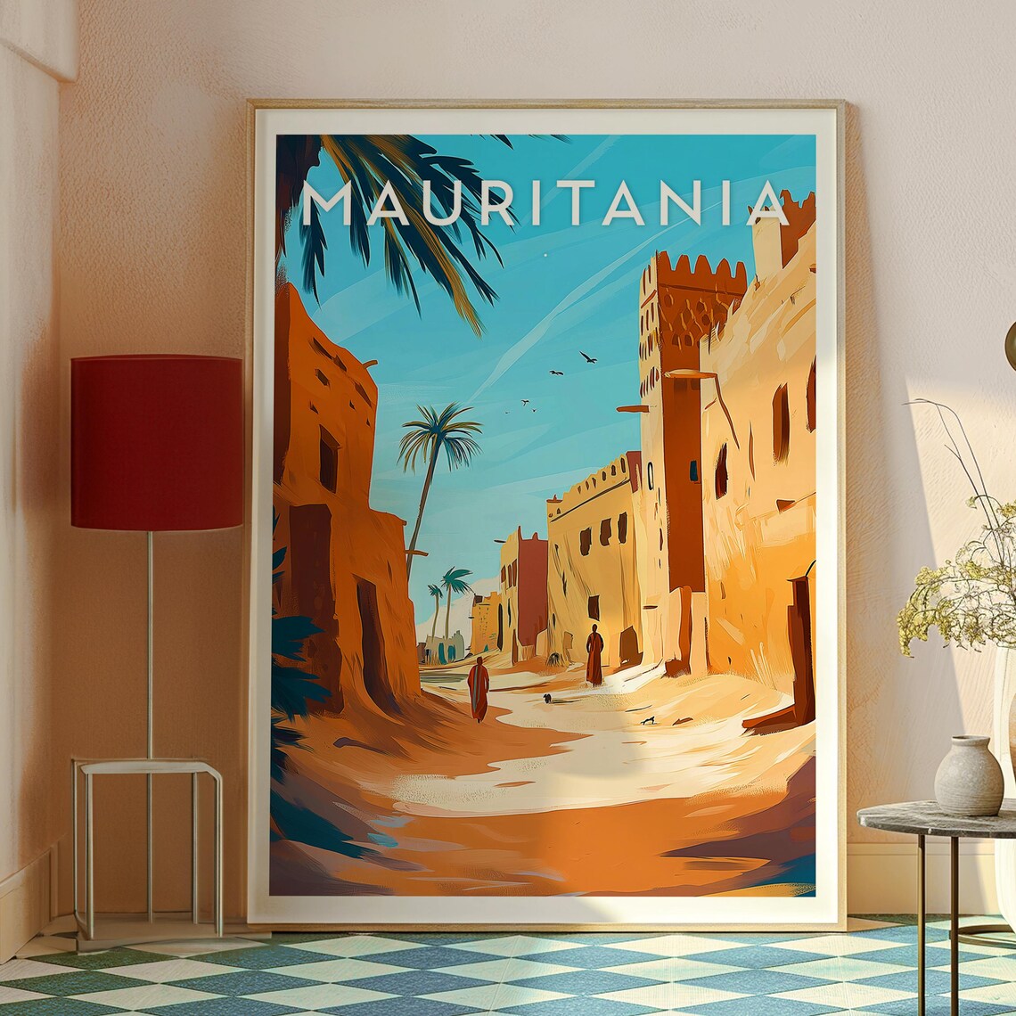 Mauritania Desert Old Town Street Palm Oasis Africa Travel Poster - Image 2