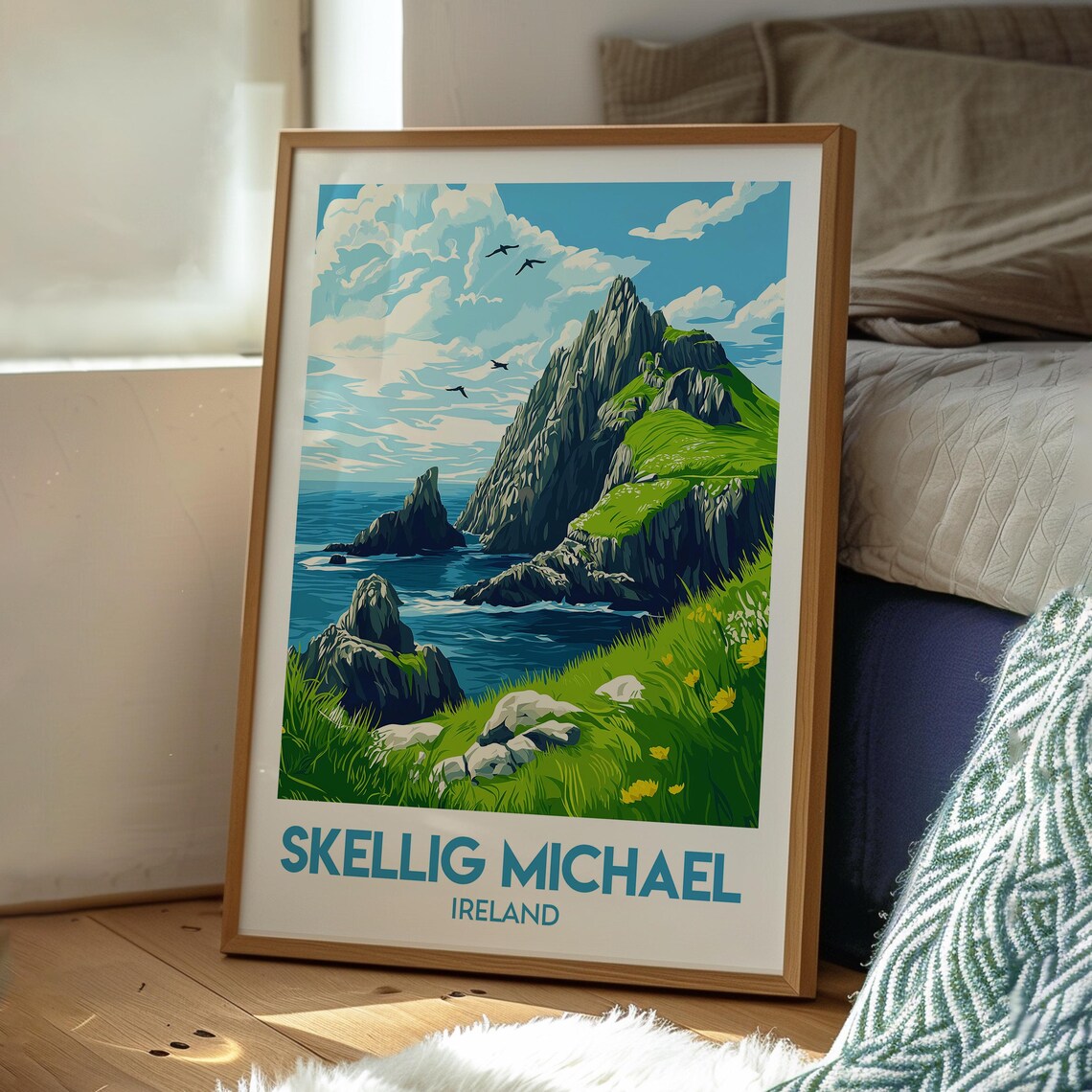 Skellig Michael Ireland Rocky Island Cliffs Seabirds Travel Poster - Image 3