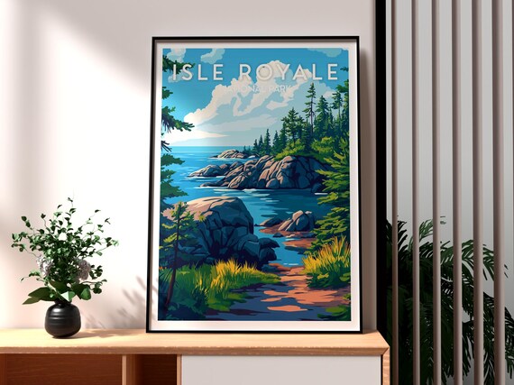 Isle Royale National Park Rocky Lake Superior Shore Travel Poster