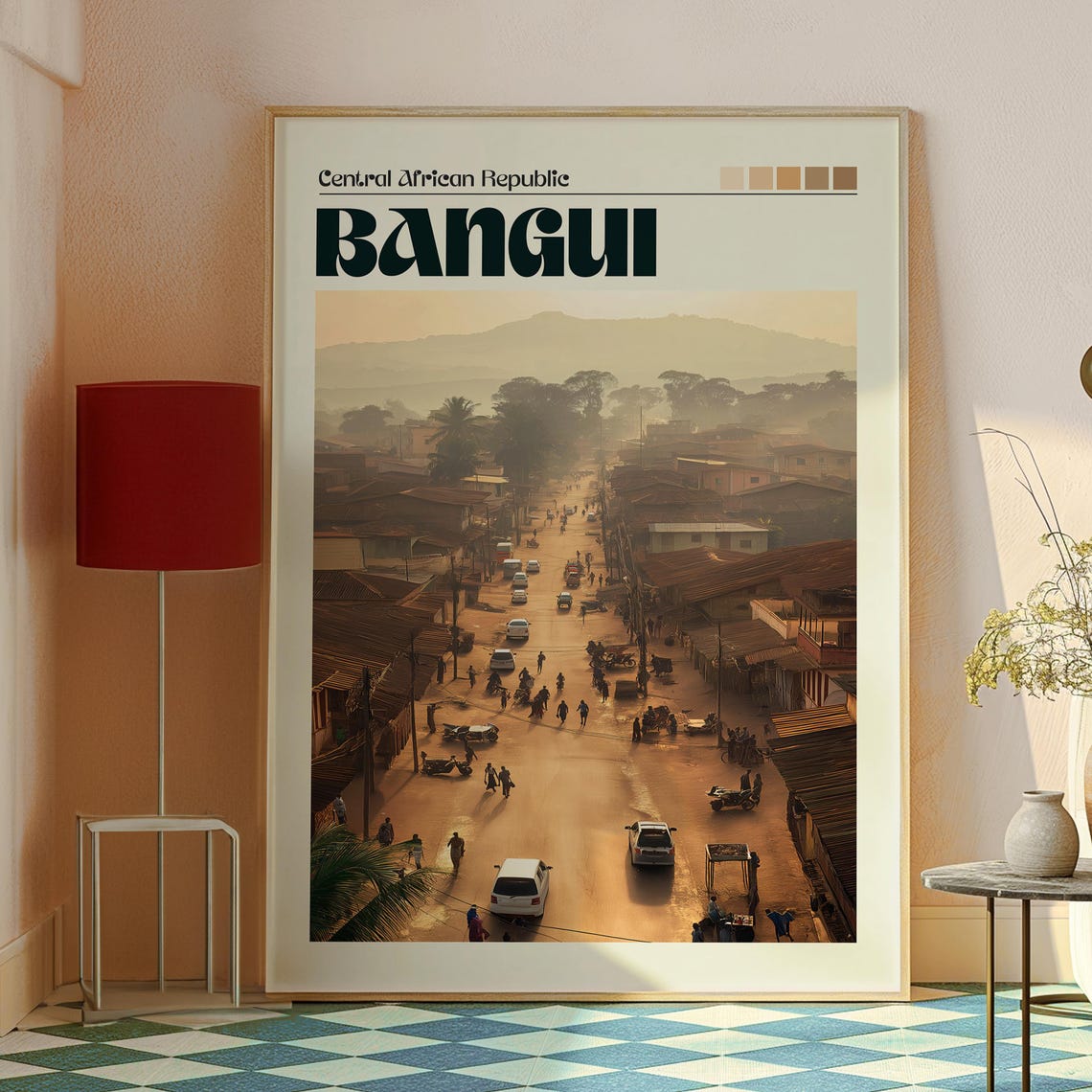 Bangui Central African Republic Bustling Street Sunset Scene Poster - Image 2