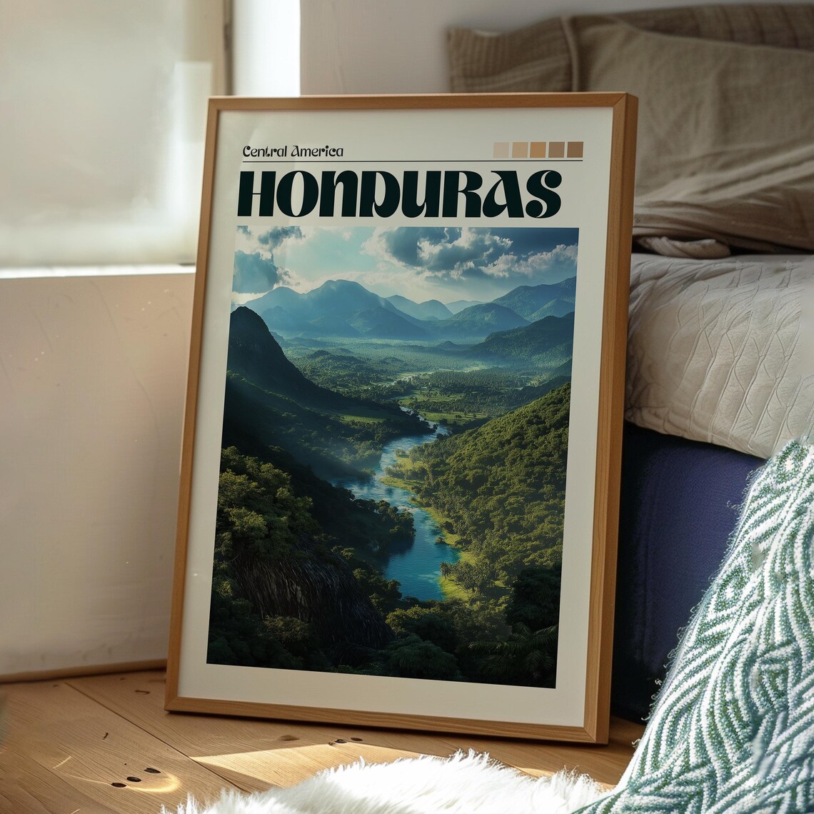 Honduras Green Mountain Valley River Central America Travel Poster - Image 3
