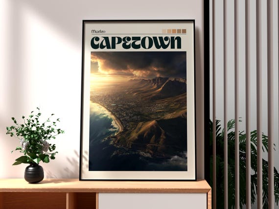 Cape Town Poster South Africa Print Wall Art Travel City Rock