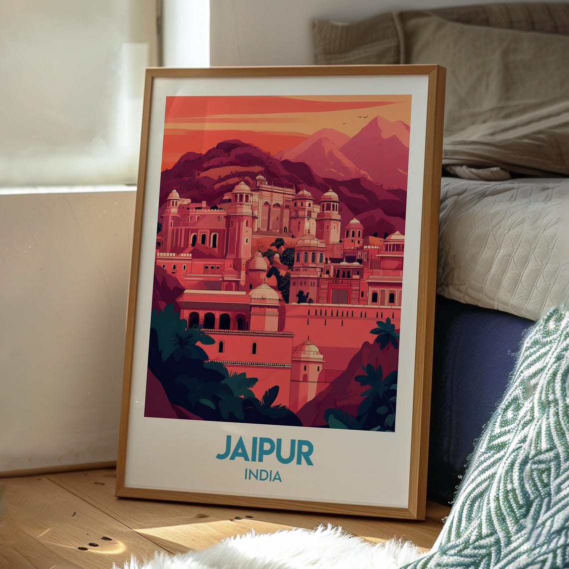 Jaipur India Pink City Palace Architecture Sunset Travel Poster - Image 3