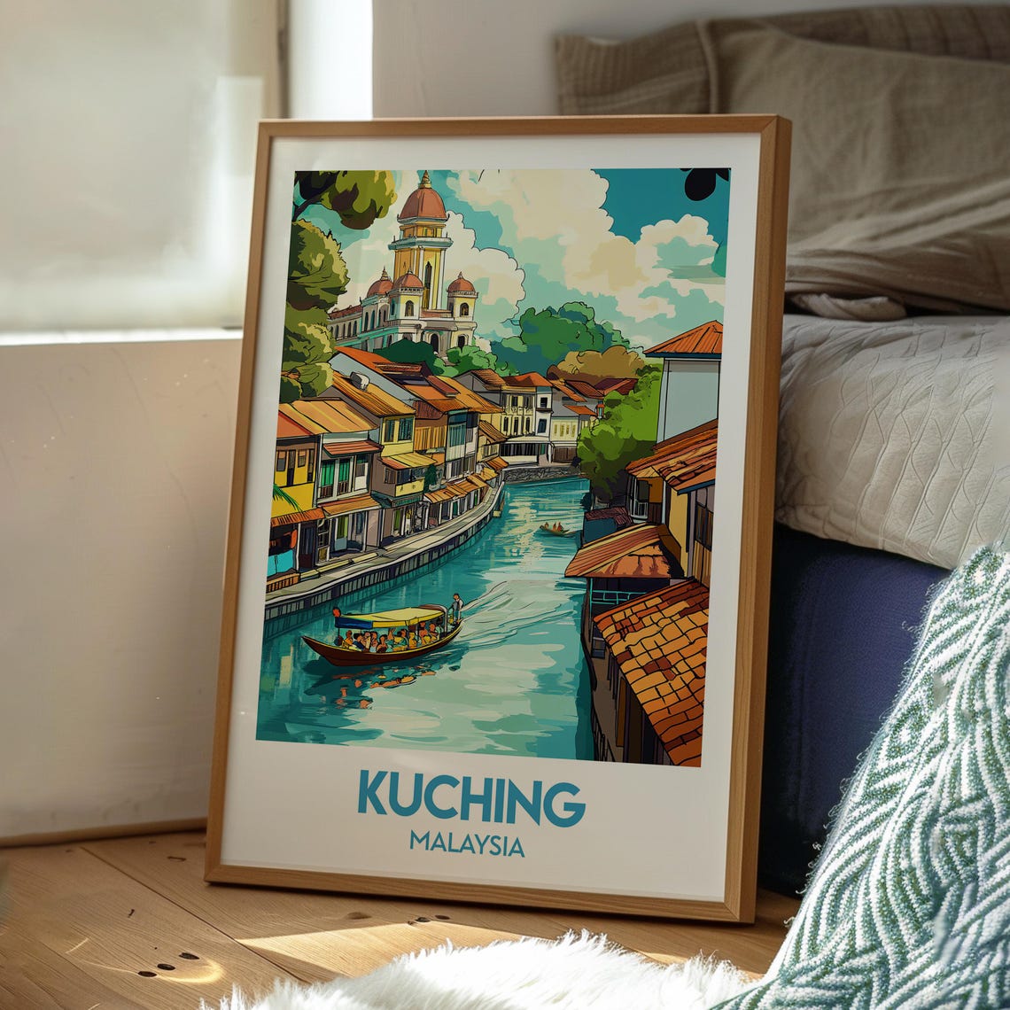 Kuching Print Malaysia Wall Art Poster City Of Travel Backpacking Sarawak - Image 3
