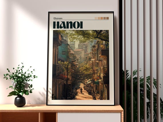 Hanoi Print Vietnam Wall Art Poster Travel Backpacking North Old Quarter