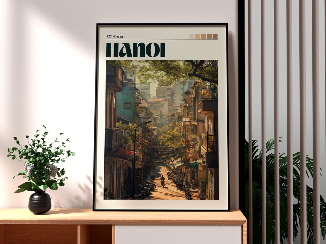 Hanoi Print Vietnam Wall Art Poster Travel Backpacking North Old Quarter