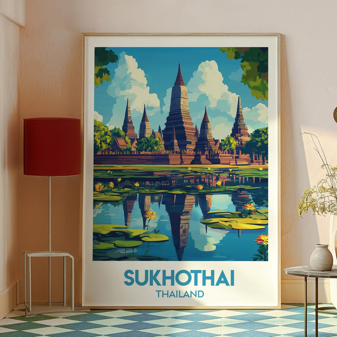 Sukhothai Print Thailand Wall Art Chiang Mai Travel Temples Poster Backpacking Gift For Traveller - Image 2