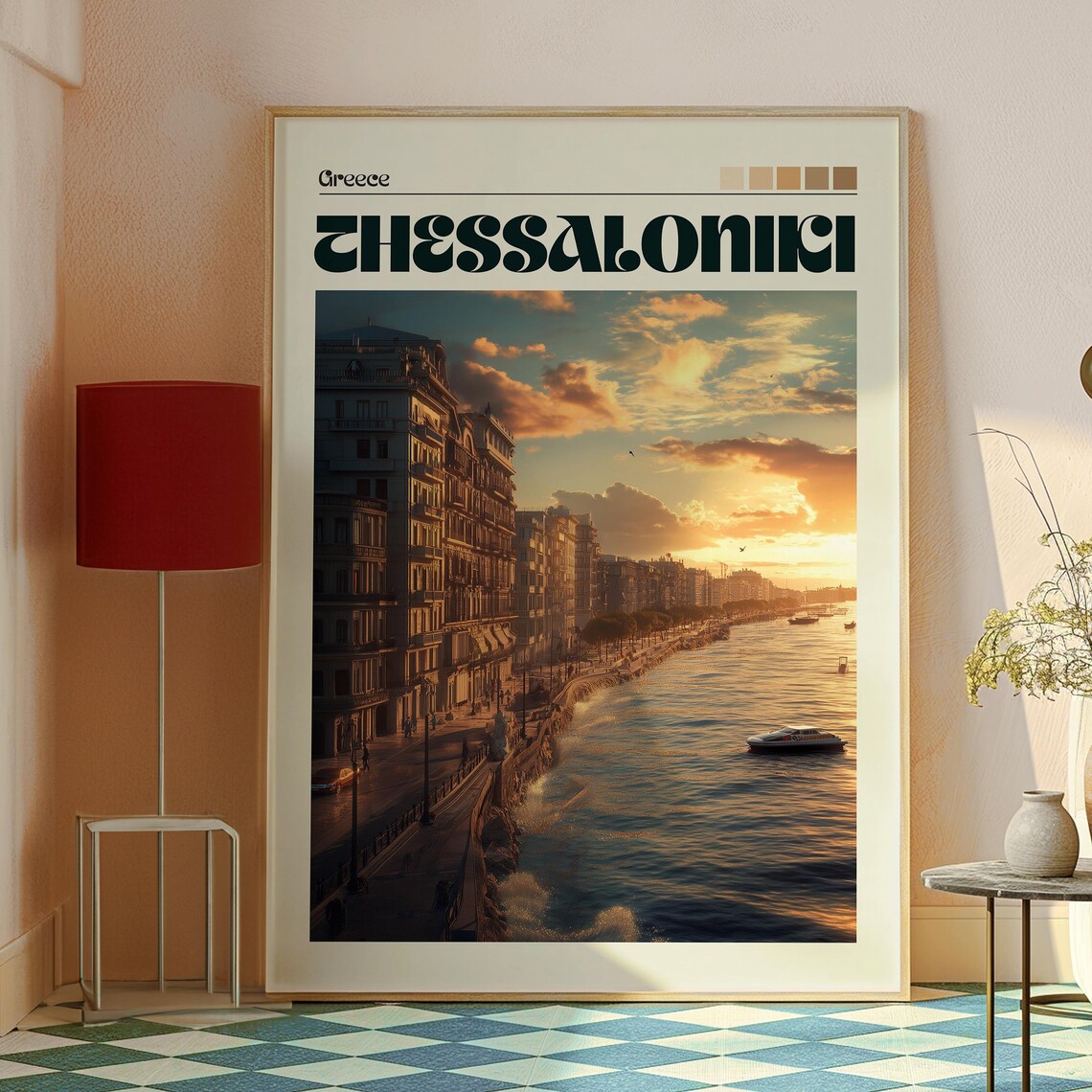 Thessaloniki Greece Waterfront Sunset Seafront Golden Travel Poster - Image 2