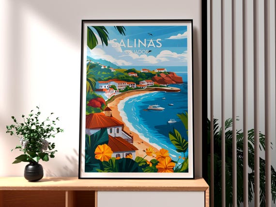 Salinas Poster Ecuador Art Travel Print Wall Backpacking South America