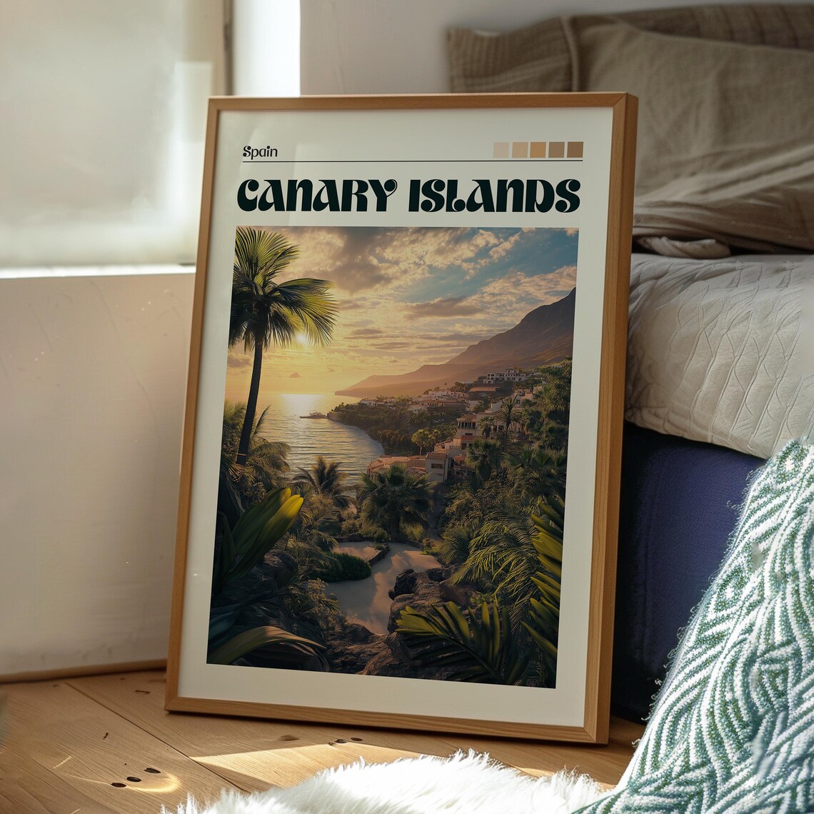 Canary Islands Spain Sunset Coast Palm Trees Holiday Travel Poster - Image 3