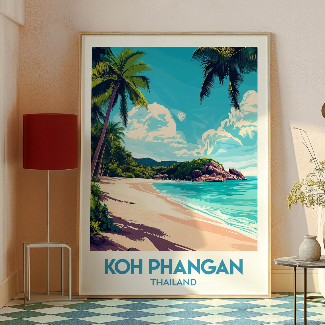 Koh Phangan Thailand Tropical Island Beach Palms Turquoise Sea Poster - Image 2