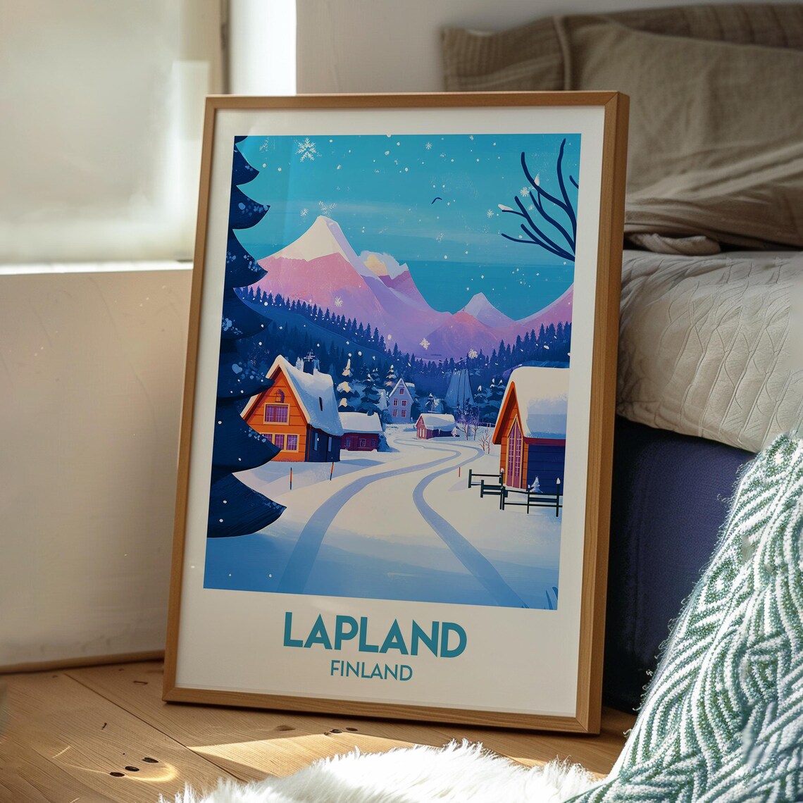 Lapland Finland Snowy Village Winter Wonderland Travel Poster - Image 3