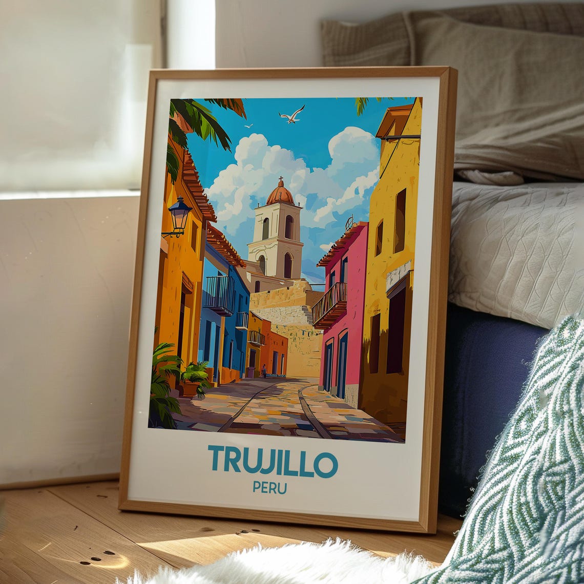 Trujillo Peru Colonial Street Church Bell Tower Travel Poster - Image 3