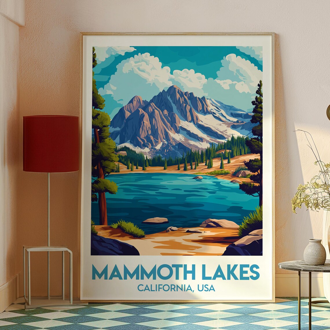 Mammoth Lakes California USA Alpine Lake Peak Retro Travel Poster - Image 2