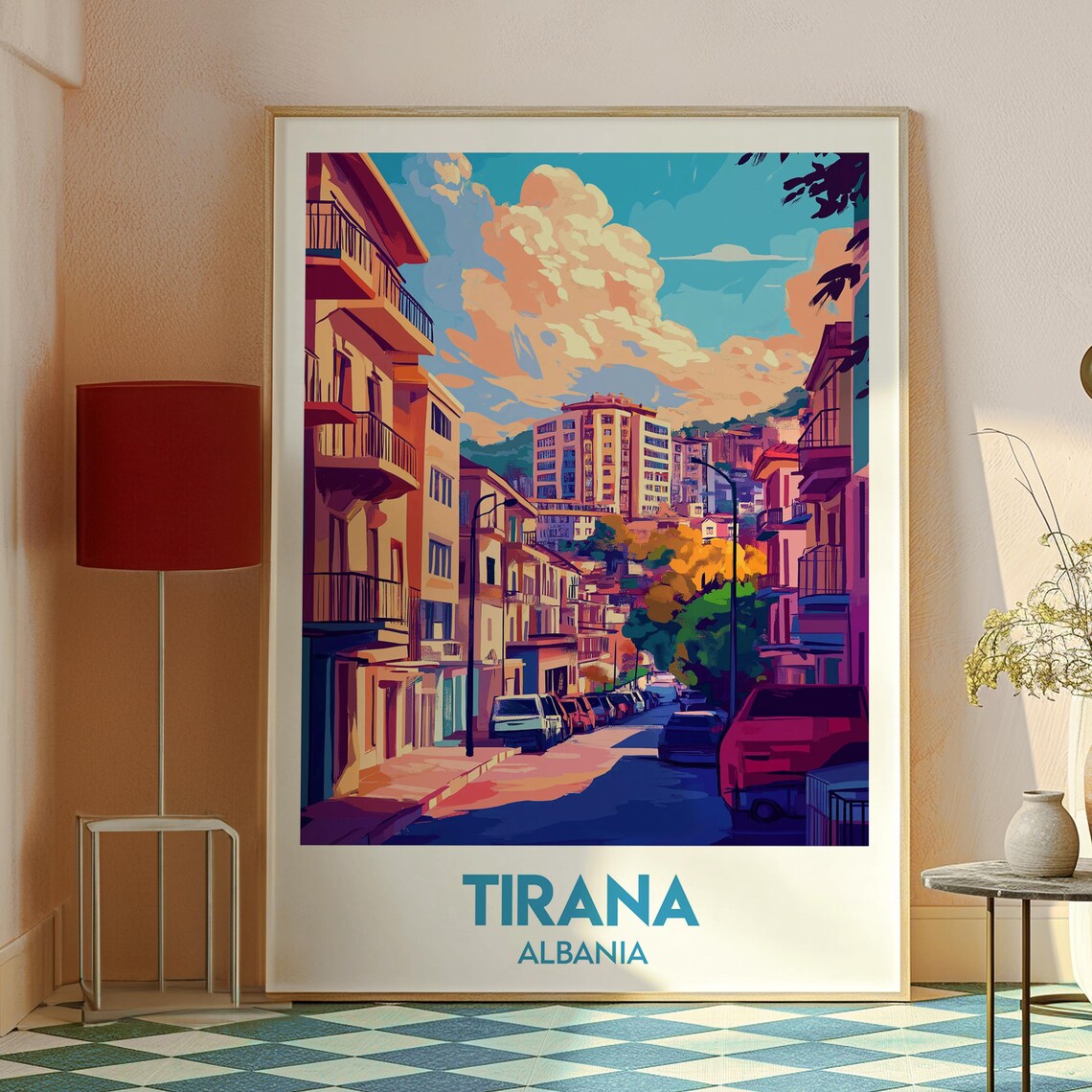 Tirana Albania Old Town Street Warm Sunset Balkan Travel Poster - Image 2