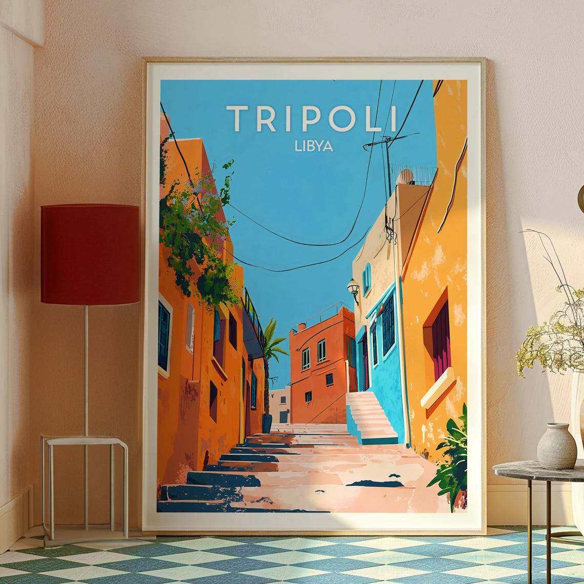 Tripoli Libya Orange Old Town Alley Steps Vintage Travel Poster - Image 2