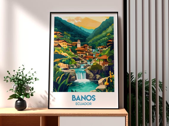 Banos Poster Ecuador Art Travel Print Wall Backpacking South America