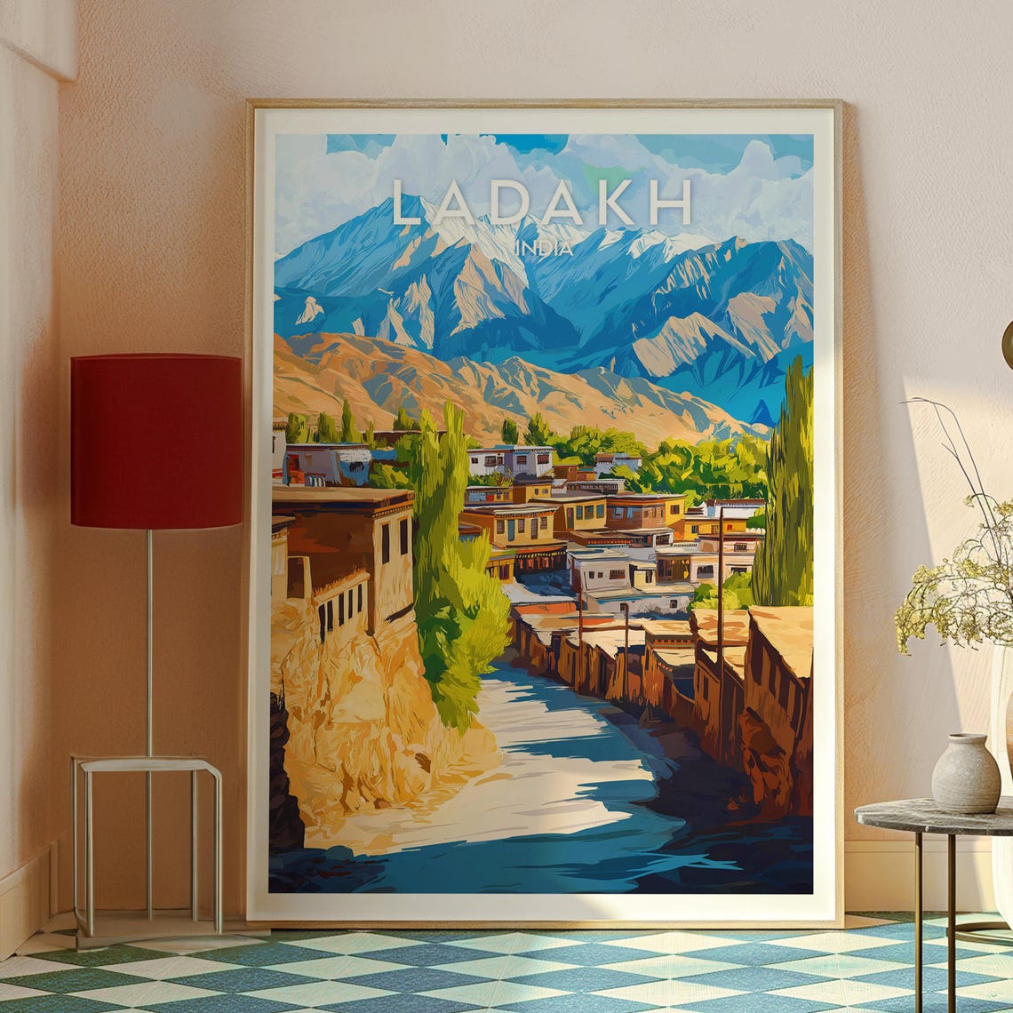 Ladakh India Himalayan Snow Capped Peaks Village Travel Poster - Image 2