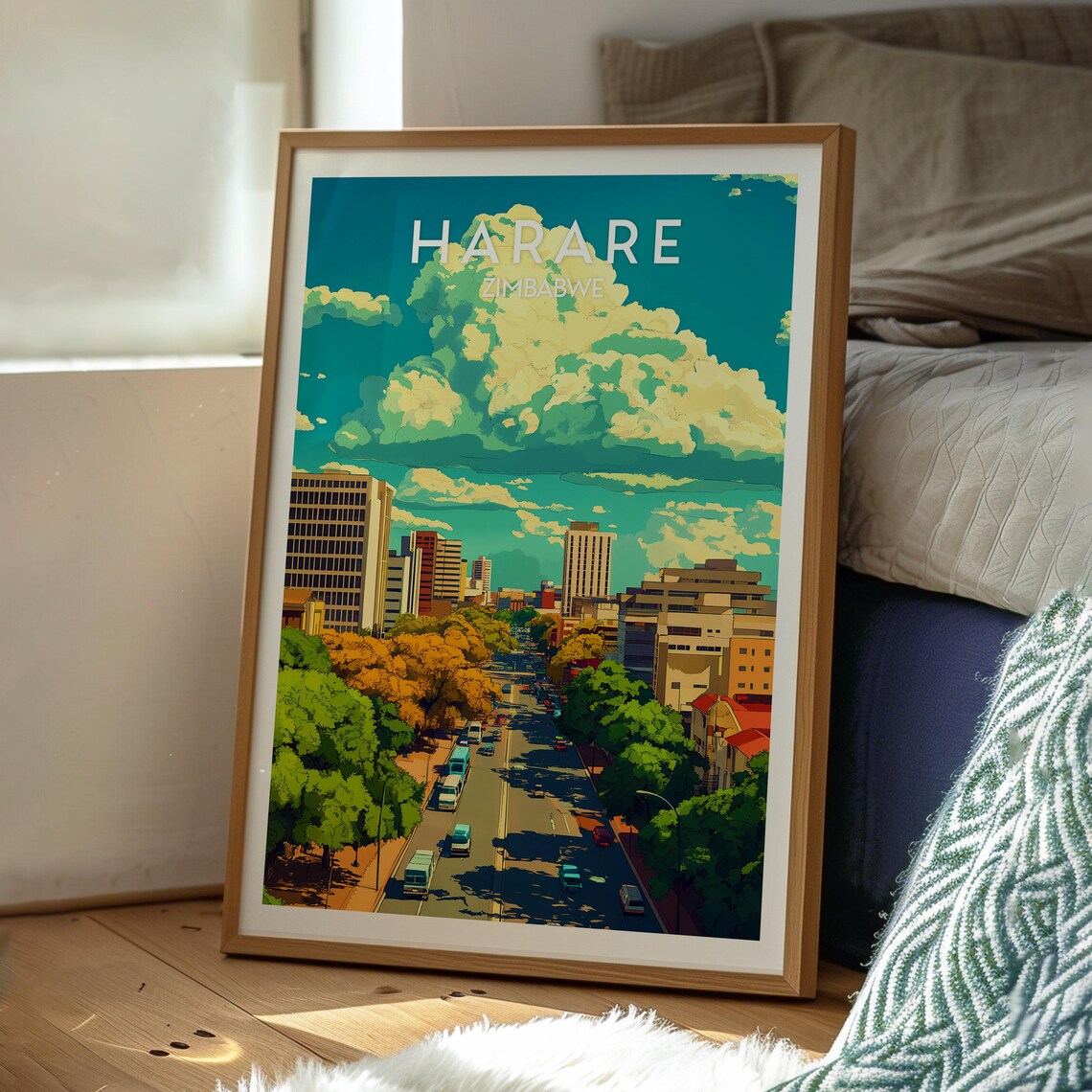 Harare Travel Poster, Zimbabwe City Wall Art - Image 3