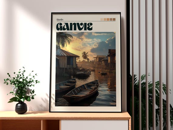 Ganvie Travel Print Benin Wall Art Lake Poster Africa City