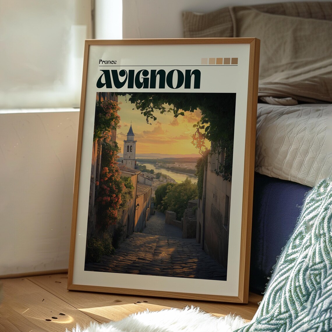 Avignon France Historic Old Town Alley Sunset Vintage Travel Poster - Image 3