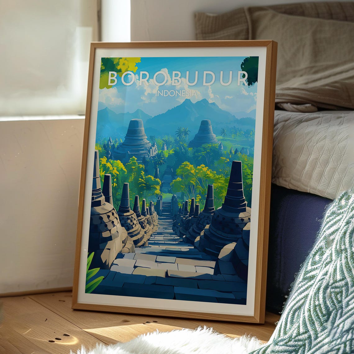 Borobudur Travel Print Indonesia Wall Art Temple Poster Backpacking Gift For Traveller - Image 3