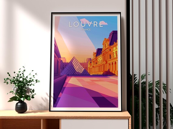 The Louvre Print France Wall Art Paris Poster City Travel Gift For Traveller French