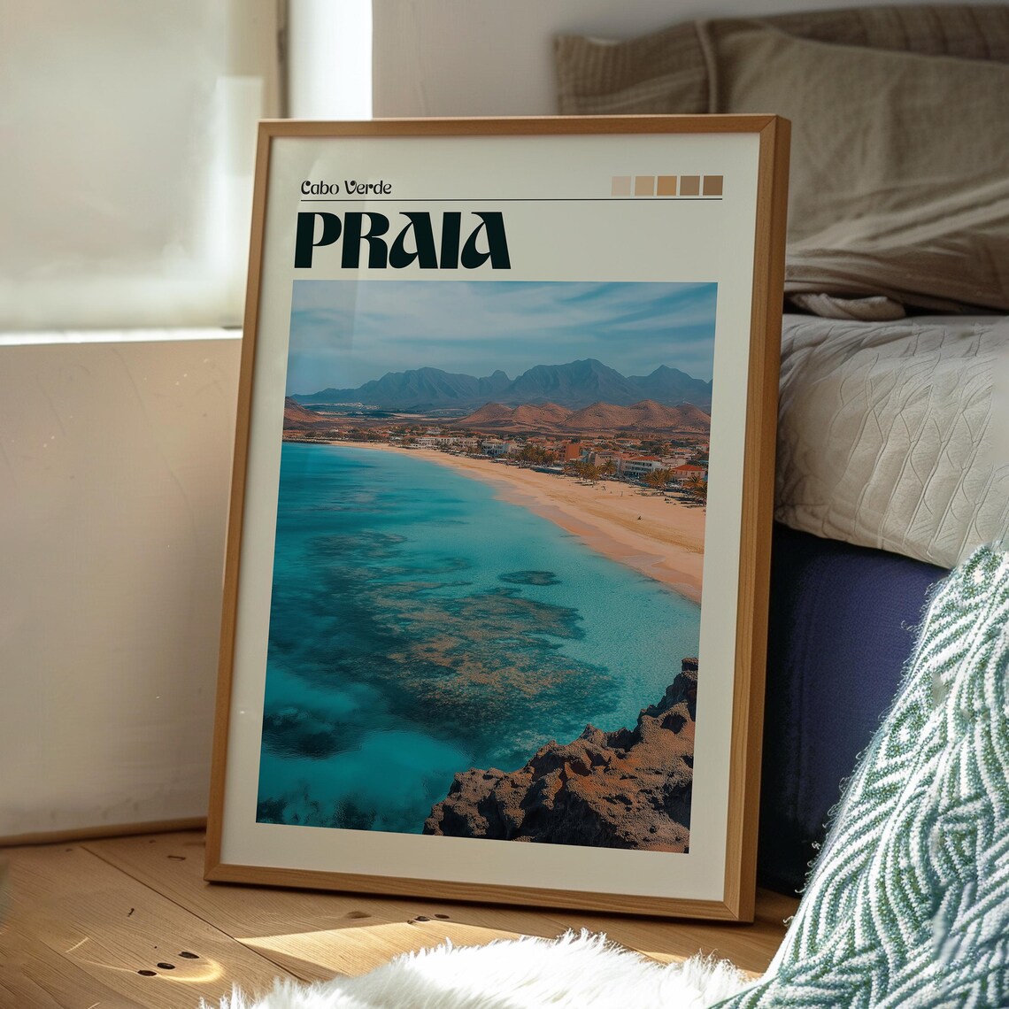 Praia Cabo Verde Turquoise Beach Coastline Retro Travel Poster - Image 3