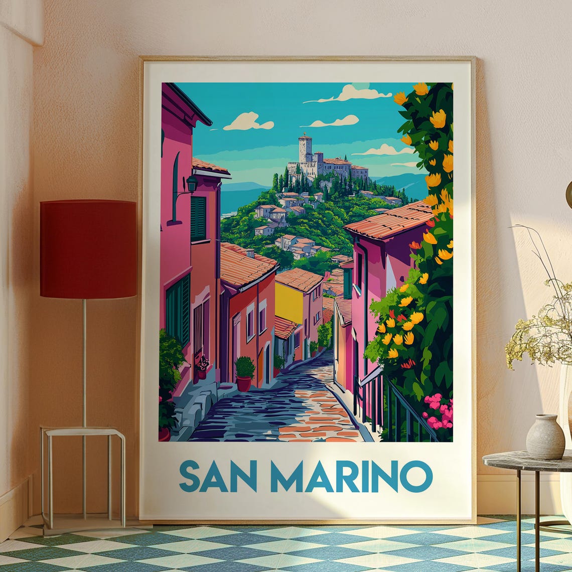San Marino Poster Monte Titano Wall Art San Marino Travel Print Three Towers San Marino Europe Travel Poster San Marino Wall Art