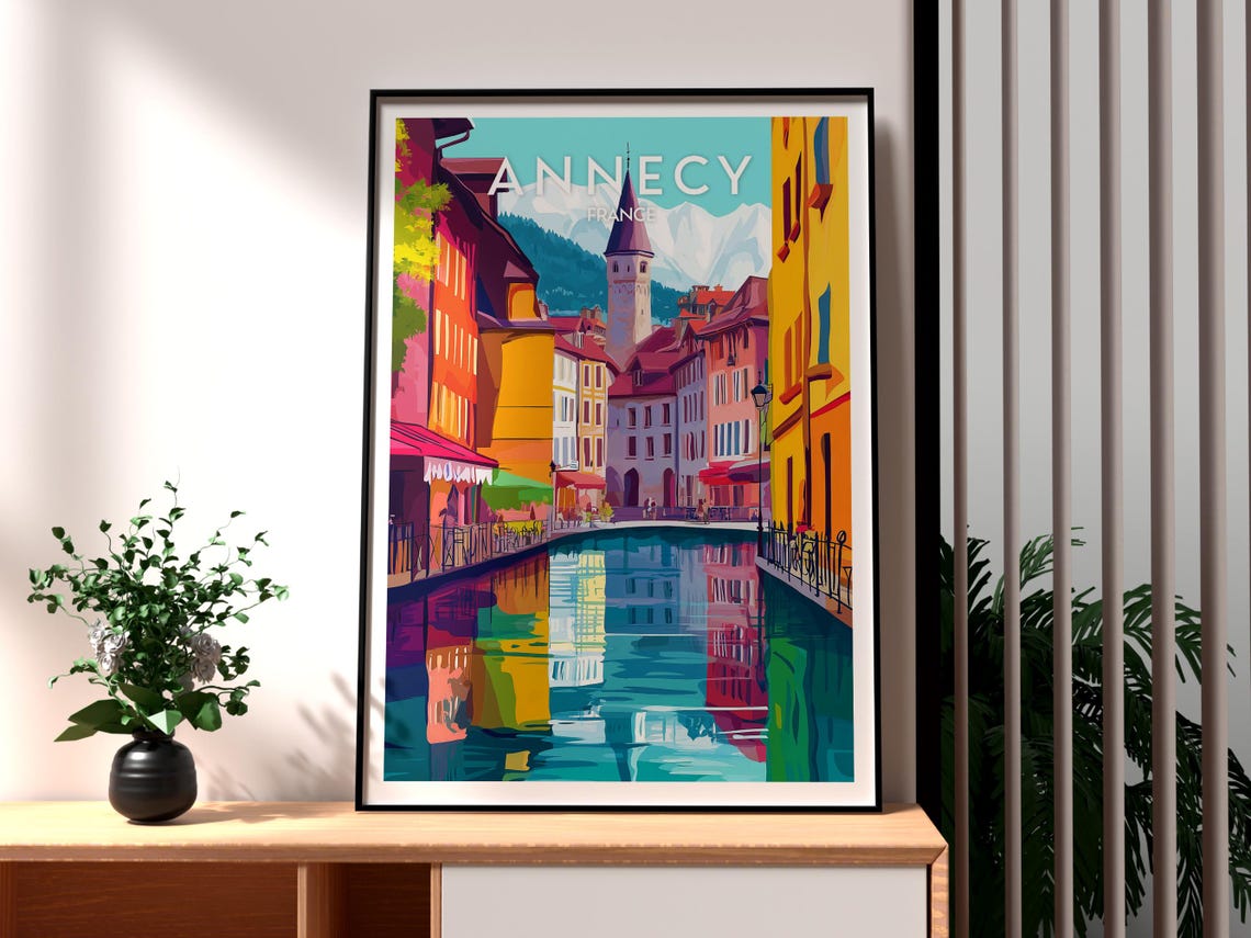 Annecy Print France Wall Art Poster Travel Vieille Ville French
