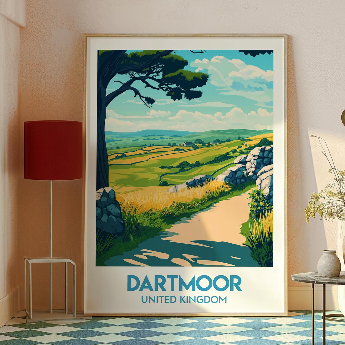 Dartmoor England Golden Moorland Hiking Trail Landscape Poster - Image 2