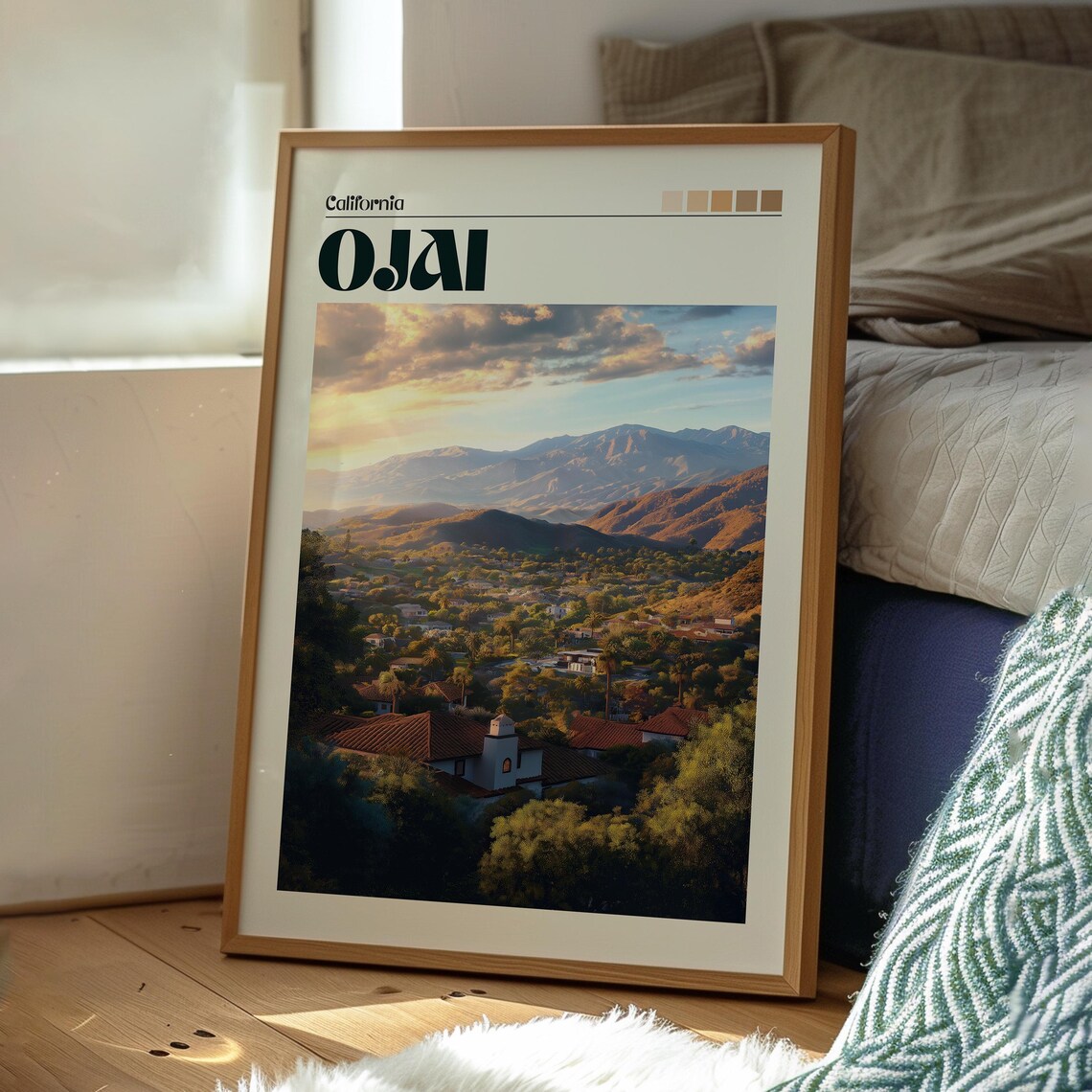 Ojai California Valley Sunset Mission Town Mountain Travel Poster - Image 3