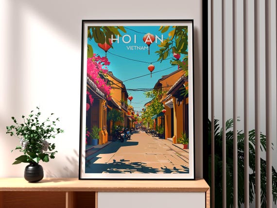 Hoi An Print Vietnam Travel Poster, Lanterns