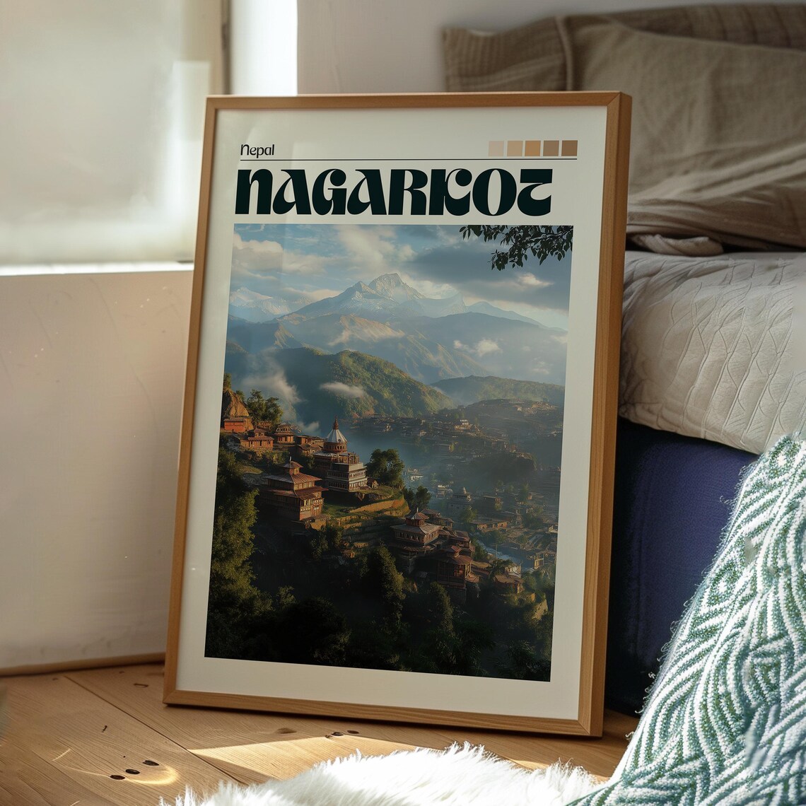 Nagarkot Nepal Himalayas Snow Peaks Hill Village Travel Poster - Image 3