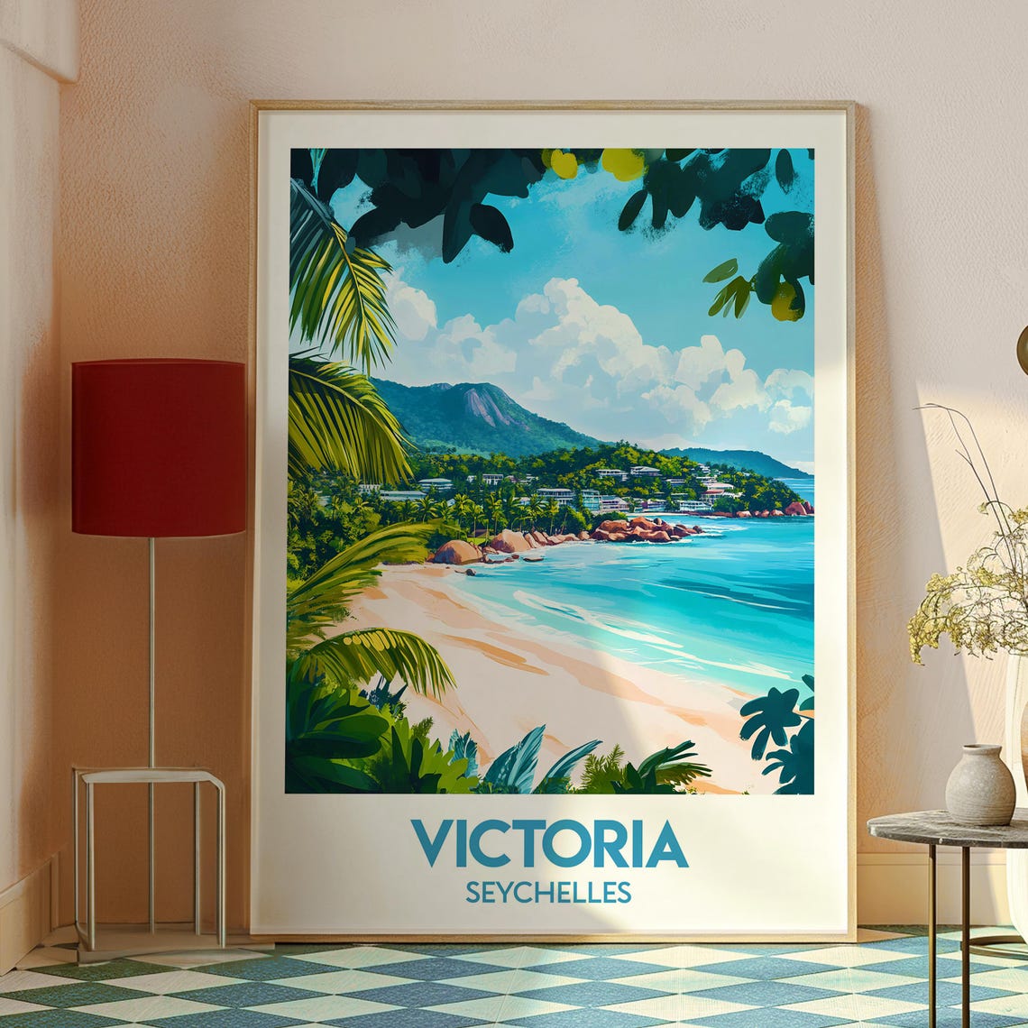Victoria Seychelles Tropical Beach Granite Boulders Travel Poster - Image 2