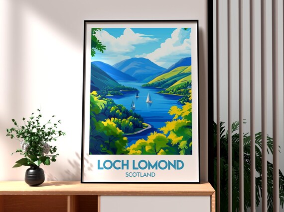 Loch Lomond Scotland Sailing Boats Hillside Lake Scene Poster