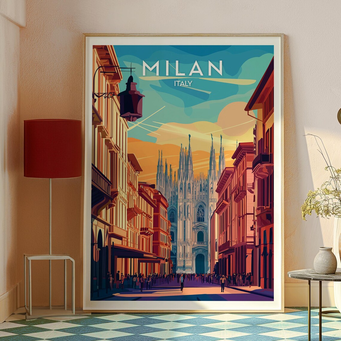 Milan Italy Duomo Cathedral Gothic Spires Sunset Travel Poster - Image 2